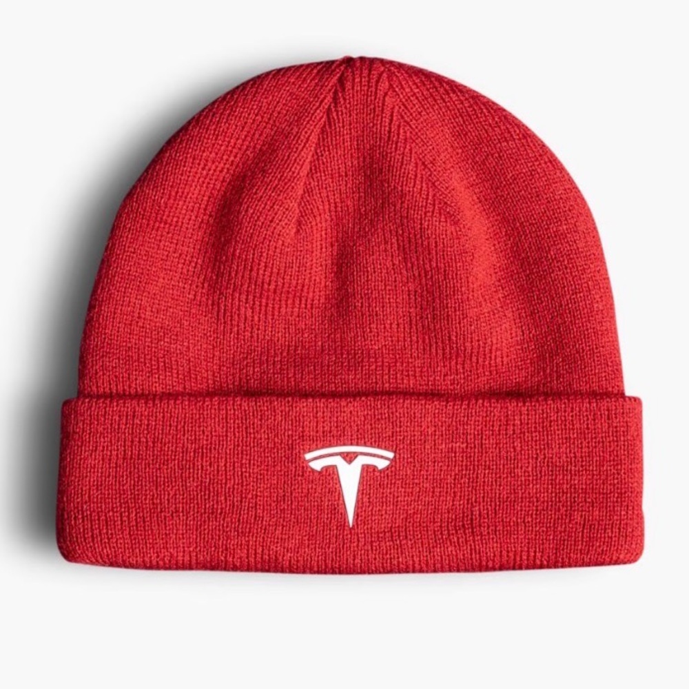❤️TESLA Toddler Kids T Logo Cuffed Beanie Knit Hat Red